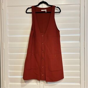Chloe 100% Wool Mini Jumper Dress in Ginger Red Size 38
